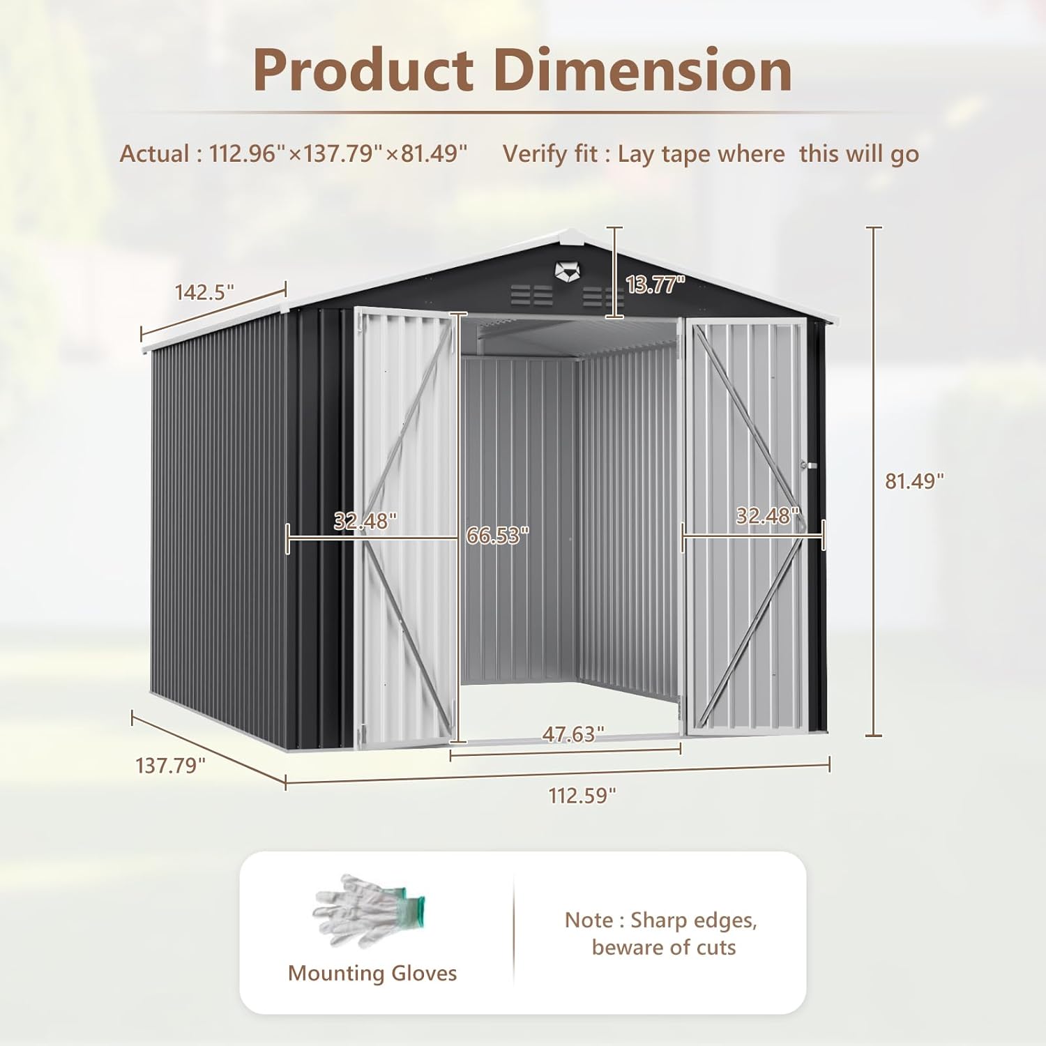 10x12 FT Metal Outdoor Storage - Gardening Tools Bundle recensie en prijs