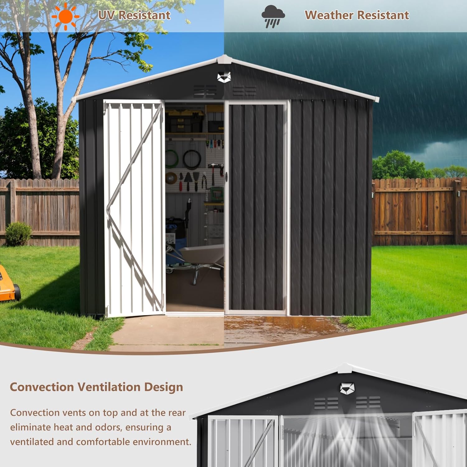10x12 FT Metal Outdoor Storage - Gardening Tools Bundle recensie en prijs