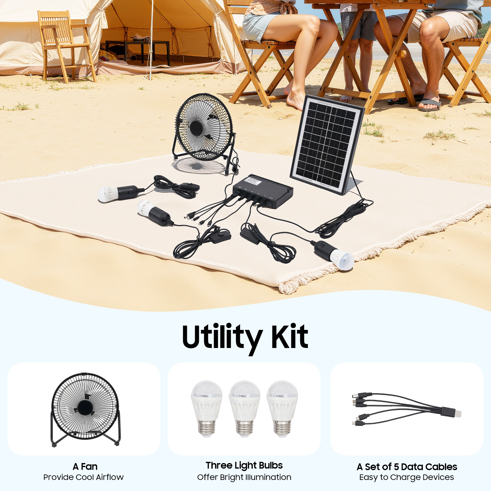 100-240V Solar Fan And Lamp Ki - Gardening Tools Bundle recensie en prijs