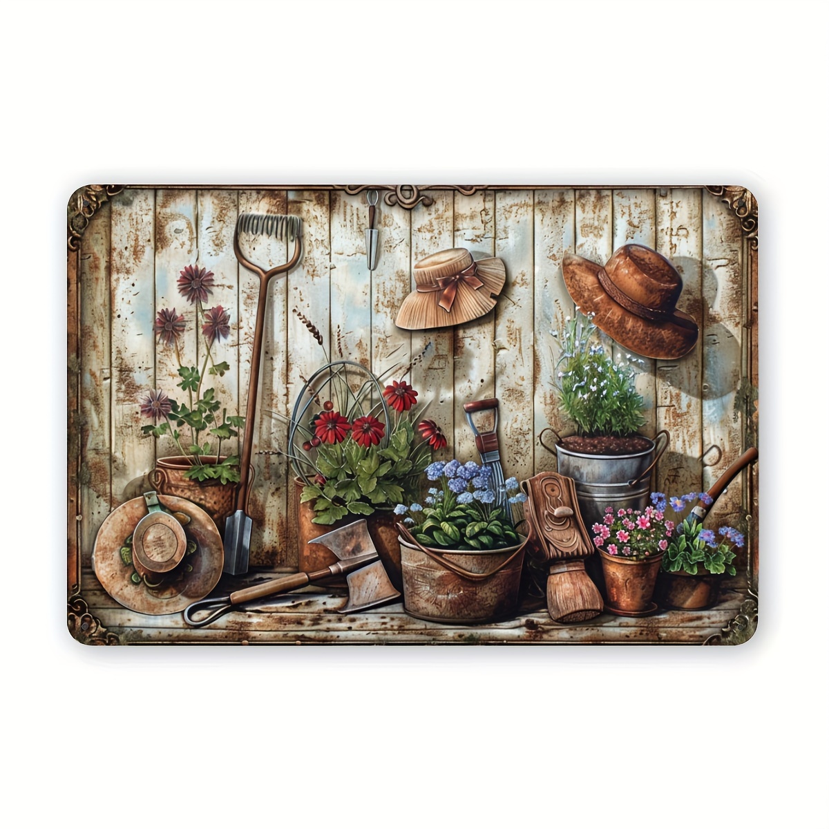 2D Flat, Vintage Floral Metal  - Gardening Tools Vintage recensie en prijs