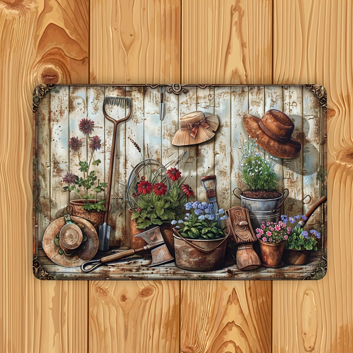 2D Flat, Vintage Floral Metal  - Gardening Tools Vintage recensie en prijs