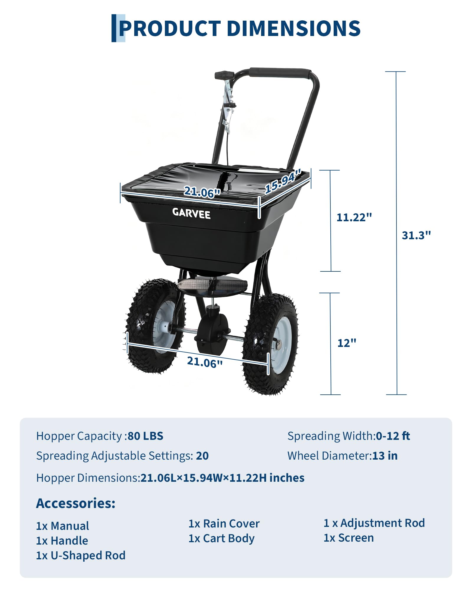 80 LBS Push Broadcast Spreader - Grass Seed Spreader recensie en prijs