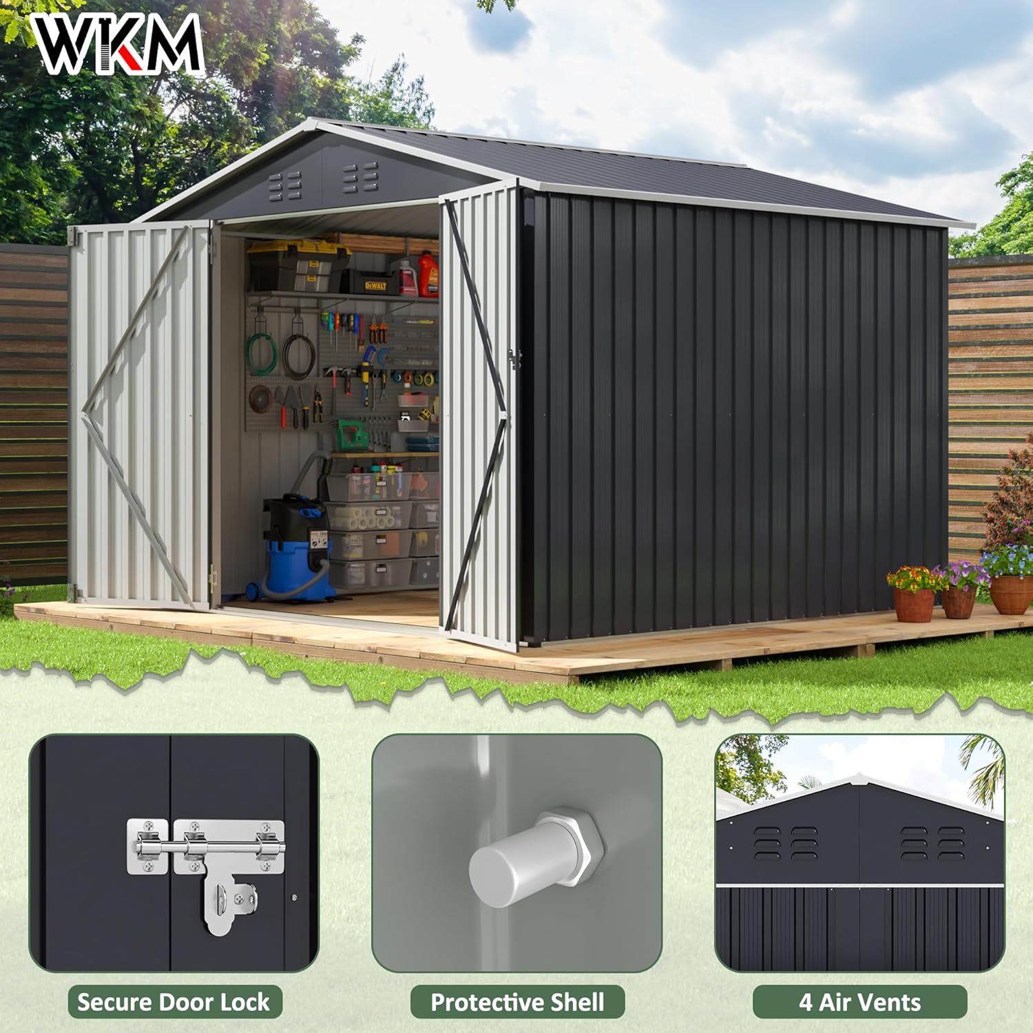 8x8 FT Outdoor Storage Shed, U - Gardening Tools Bundle recensie en prijs