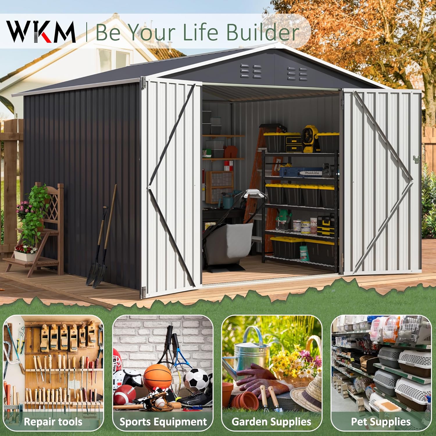 8x8 FT Outdoor Storage Shed, U - Gardening Tools Bundle recensie en prijs